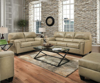 Lane Home Furnishings Genuine Leather Soft Touch Putty 2 Piece Set. Loveseat and cuddler chair Brand New $2499