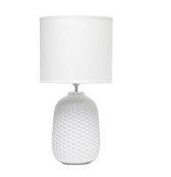 Simple Designs 20.4 in. Off White with White Shade Tall Traditional Ceramic Purled Texture Bedside Table Desk Lamp with Fabric Shade New In Box $99