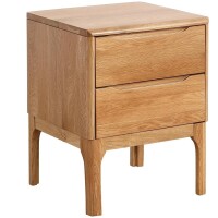 Olusmane Nightstand Easy Assembly Mid Century Modern Solid Oak Wood Night Stand with 2-Drawers Small Bedside Table Sturdy & Durable 16.33" L x 15.35" W x 21.65" H (Natural) New In Box $350