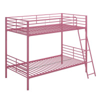 Mainstays Convertible Twin over Twin Metal Bunk Bed, Pink, New Open Box $299