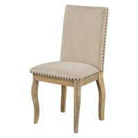 TREXM Dining Chair Wood Upholstered Fabric with Nailhead – Natural Wood Wash, New in Box $499