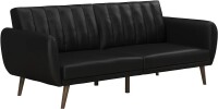Novogratz Brittany Futon Sofa Bed and Couch Sleeper, Black Faux Leather, New in Box $499