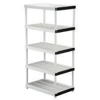 HDX 5-Tier Plastic Garage Storage Shelving Unit in Gray (36 in. W x 72 in. H x 24 in. D), New Shelf Pull $199