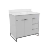 CosmoLiving Leona 36" Bathroom Vanity in White with Top New Shelf Pull $999