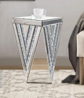 Pregaspor Silver Mirrored End Table, Gorgeous Side Table with Crystal Inlay, Small Mirrored Coffee Table for Living Room, Sofa, Bedroom, Corner New Shelf Pull $299