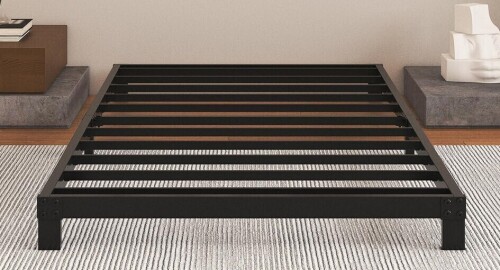 Cieemine 5 Inch Low Bed Frame Twin, Heavy Duty Twin Bed Frames Low Profile, No Box Spring Needed, Easy Assembly, Noise Free, Black New In Box $199