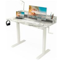 Win Up Time Manual Standing Desk Adjustable Height- Crank Mobile Standing Desk 48 x 24 Inches Sit Stand Desk Frame & Top, Stand Up Desk on Wheels, Computer Desk White Frame & White $299