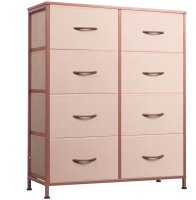 WLIVE Fabric Dresser for Bedroom, Tall Dresser with 8 Drawers, Storage Tower with Fabric Bins, Double Dresser, Chest of Drawers for Closet, Playroom, Dormitory, Pink and Rose Gold New In Box $199