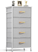 ROMOON Dresser for Bedroom, Fabric Dresser with 4 Drawers, Chest of Drawers with Sturdy Steel Frame and Wood Handle for Bedroom, Closet, Living Room (Grey) New In Box $150