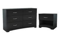 Tvilum Portland 6 Drawer Dresser and 1 Drawewr Nightstand 2 Piece Set In Black (2 Boxes) New in Box $399
