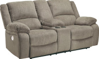 Ashley 7650596 Draycoll Power Reclining Loveseat with Console in Pewter, New $1999.999