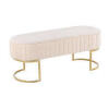 Lumisource Demi Bench in Pleated Cream Velvet & Gold Steel New in Box $399