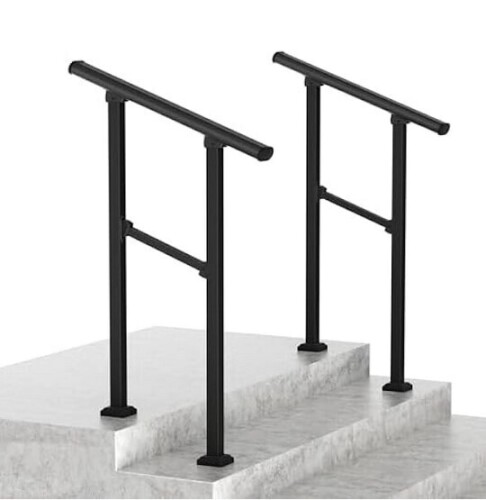 LOVMOR 2 Pack 2 Step Hand Rails For Outdoor Steps, Wrought Iron Railing ...