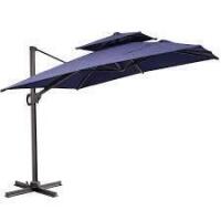 Pellebant Double top 11 ft. x 9 ft. Rectangular Heavy-Duty 360-Degree Rotation Cantilever Patio Umbrella in Navy Blue New In Box $499