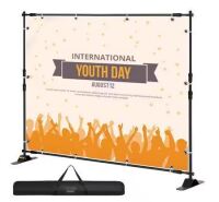 Vevor Backdrop Banner Stand 96 in. H x 96 in. D Adjustable Display Backdrop Banner Stand Protable for Photography, Party $109