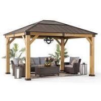 Sunjoy 11-ft x 13-ft Rectangle Matte Black Wood Steel Roof Gazebo (2 Boxes) New In Box Factory Sealed $2499