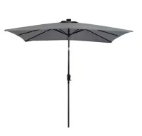 Sun-Ray 9 ft. x 7 ft. Rectangular Solar Lighted Market Patio Umbrella in Grey $219