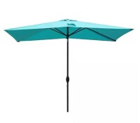 Kadehome 10 ft. Patio Aluminum Pole Rectangular Market Umbrella in Light Blue $199