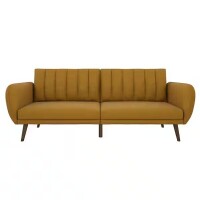 Novogratz Brittany Mustard Linen Futon Convertible, New in Box $399