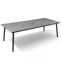 Pellebant 94.5 in. Rectangular Aluminum Outdoor Patio Dining Table with Wood-Like Tabletop in Gray, New in Box $599