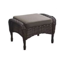 Pocassy Flat Armrest Series Brown Wicker Outdoor Patio Ottoman with CushionGuard Gray Cushions New In Box $299