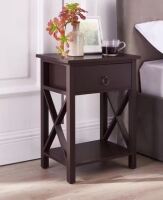 Homestock Espresso Night Stand Bedside Table with Drawer Wooden Side Table Bedroom Night Stand 21.6 in. H x 12 in. W x 16 in. D New In Box $199