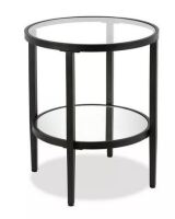 Henn&Hart Metal Double Ring Glass and Side Table in Black New In Box $239