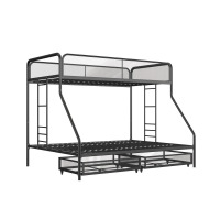 DHP Jaxon Twin/Full Bunk Bed with Storage Drawers, Black Metal, New in Box $399