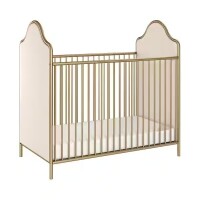 Little Seeds Piper Upholstered Convertible Gold Metal Crib, New in Box $599