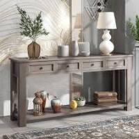 SkyLuxe Console Table/Sofa Table w/ Storage Drawers and Bottom Shelf (Gray Wash) New iin Box $599