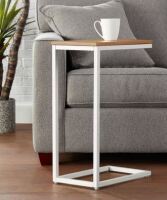 StyleWell Donnelly White C-Shaped Side Table with Natural Wood Finish TopNew In Box $119