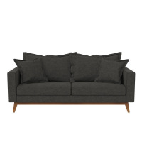 DHP Miriam Pillowback Wood Stretcher Sofa, Gray, Linen, New in Box $499