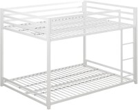 DHP Miles Low Metal Bunk Bed Frame for Kids, With Built-in Ladder, High Guardrail and Metal Slats, Floor Bed Bottom Bunk, No Boxspring Required, For Small Spaces, Full-Over-Full, White, New in Box $399