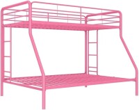 DHP Dusty Metal Bunk Bed Frame for Kids, Teens, and Adults, With Angled Ladder, High Full Length Guardrail, Smooth Rounded Edges, No Boxspring Required, For Small Spaces, Twin-Over-Full, Pink, New in Box $399