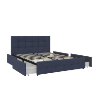 DHP Rose Tufted Upholstered Storage Bed Frame , Full, Blue, Linen, New in Box $699