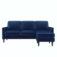 Mr. Kate Winston Blue Velvet 3-Seat L-Shaped Sofa Sectional, New in Box $699