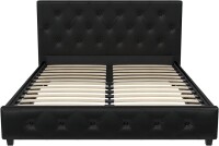 DHP Dakota Upholstered Platform Bed with Diamond Button Tufted Headboard and Footboard, No Box Spring Needed, Full, Black Faux Leather, New in Box $499