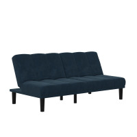 Mainstays Channel Cushion Futon, Blue Microfiber, New in Box $399