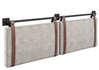 Nathan James Harlow Modern Wall Mount Hanging Headboard, King, Gray with Brown Faux Leather Straps New In Box $399