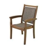 Outdoor Interiors Stackable Wicker and Eucalyptus Outdoor Dining Chair New in Box $399