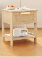 AWQM Nightstand, Rattan End Table, Side Table with Rattan Drawer and Opening Shelf, Wood Accent Table with Storage, Natural Bedside Table, Suitable for Bedroom, Living Room New In Box $219