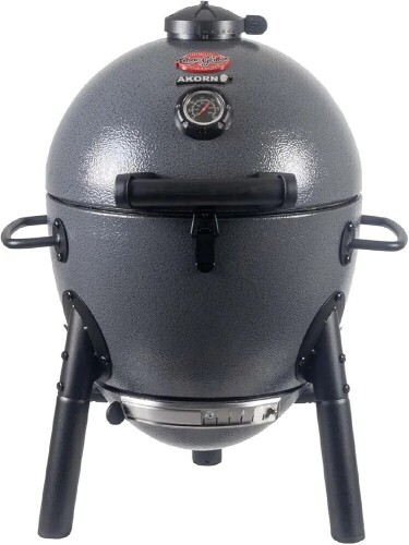 Char-Griller AKORN Jr. Portable Kamado Charcoal Grill and Smoker with Cast Iron Grates and Locking Lid with 155 Cooking Square Inches in Ash, Model E86714, New Shelf Pull $299