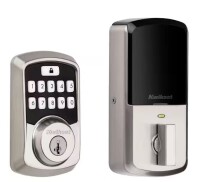 Kwikset Aura Satin Nickel Single Cylinder Electronic Bluetooth Keypad Smart Lock Deadbolt featuring SmartKey Security New Shelf Pull $299