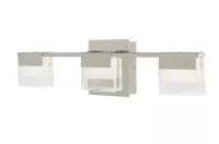 Home Decorators Collection VICINO 21.26 in. W x 5.71 in. H 3-Light Brushed Nickel Integrated LED Bathroom Vanity Light with Rectangular Shades $299