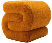 FOXHUNTER Modern Teddy Upholstered Ottoman, Comfortable Teddy Foot Stool, s Shape Ottoman for Makeup Room Living Room Bedroom Entrance (Orange) New $199