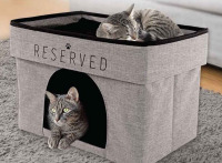 Tucker Murphy Pet™ Lucea 2-Tier Collapsible Cat Cave 17 x 11.4" x 12"."D Rectangular in Charcoal New In Box $89