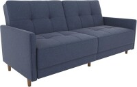 DHP Andora 76 Inch Futon Sofa Bed, Modern Upholstered Couch Sleeper with Button Tufted Back and Seat, Navy, New in Box $499