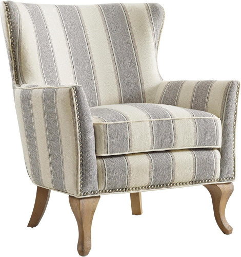 Dorel Living Reva Accent Chair, Gray Stripes, Linen, New in Box $399