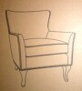 Dorel Living Reva Accent Chair, Gray Stripes, Linen, New in Box $399 - 2