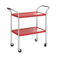 COSCO Stylaire 2 Tier Serving Cart, Red & Silver, New in Box $199